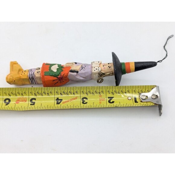 Vtg. Ornament Witch Fall Themed Metal Hair  Holding Frog Unique 5.75"  READ - Picture 9 of 9